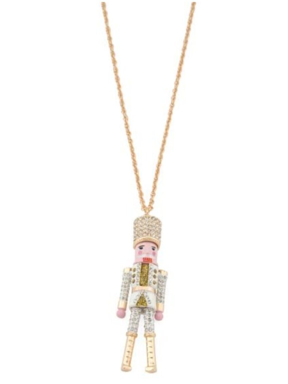 Betsey Johnson White/gold Nutcracker long pendant Necklace